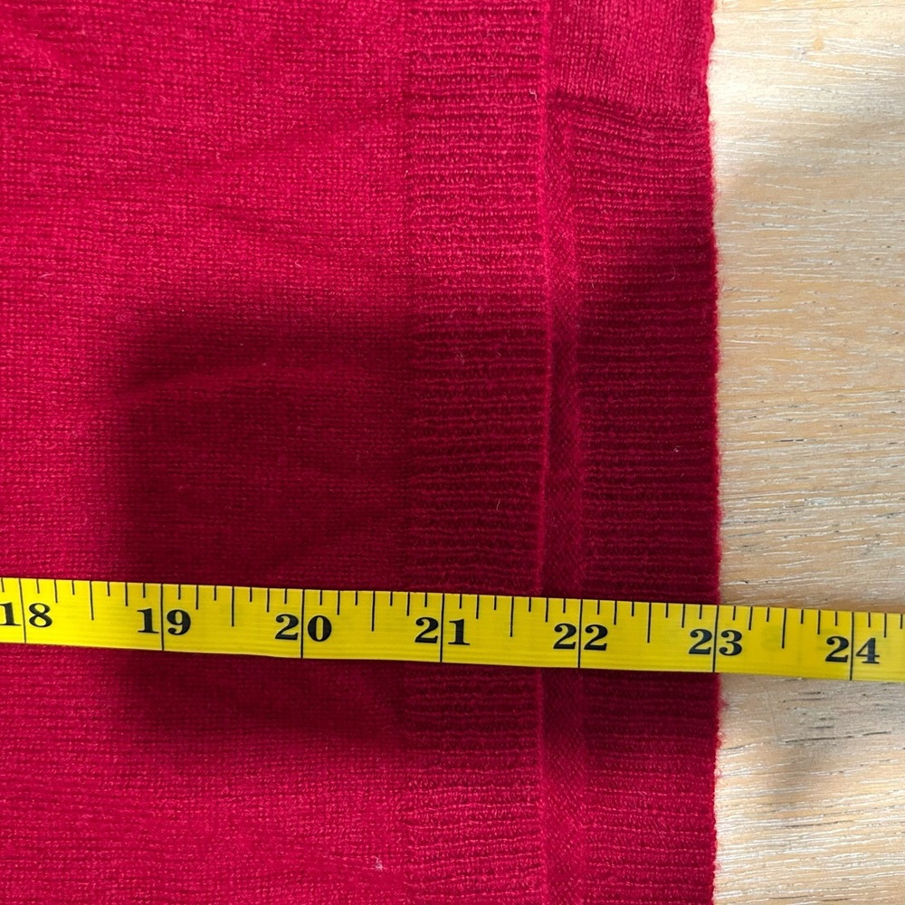 Neiman Marcus Cashmere Sweater Womens L Red Boxy Rainbow Accent Buttons Pockets - Picture 7 of 7